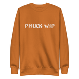 PHUCK WIP premium crewneck in Orange, front